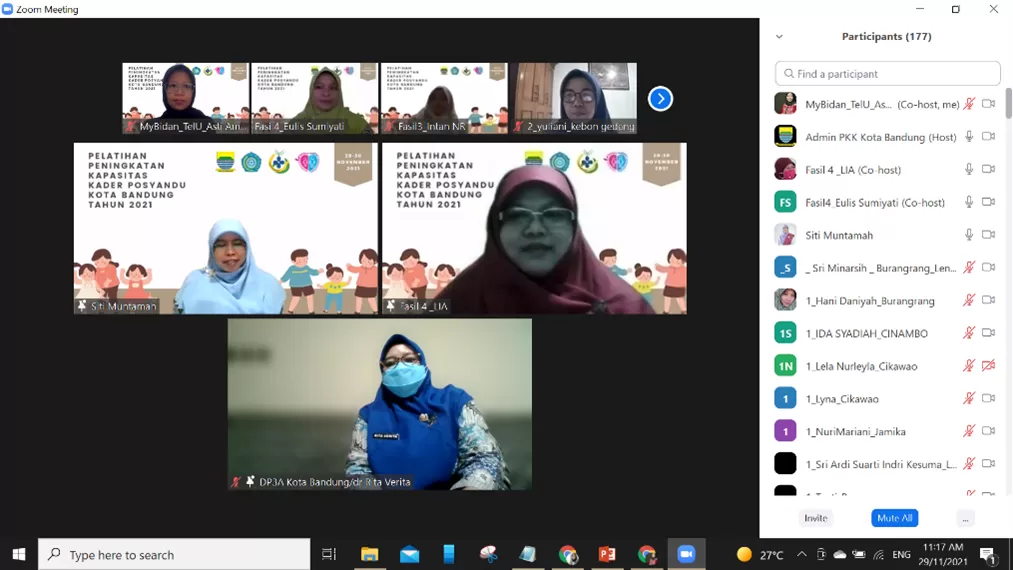 TP PKK Kota Bandung bekerjasama dengan Telkom University dalam rangka pelatihan peningkatan kapasitas kader posyandu kota Bandung Tahun 2021